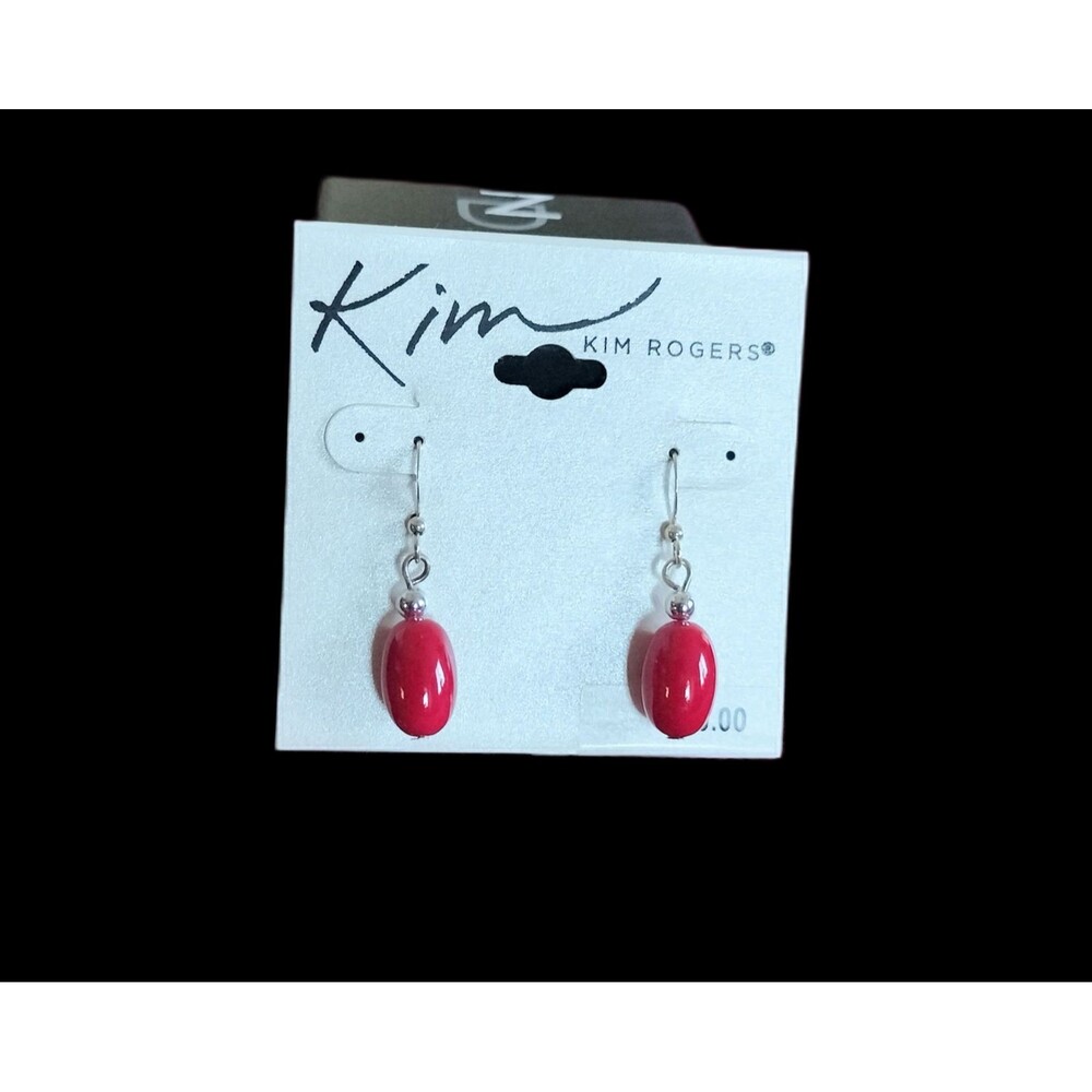 Kim Rogers Lucite Red Oval Tear Drop Earrings Teardrop Candy Apple Fire Engine 1
